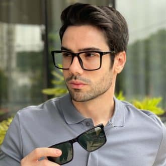 safine com br oculos 2 em 1 clip on masculino retangular preto dave 6