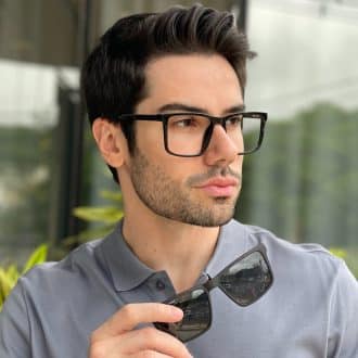 safine com br oculos 2 em 1 clip on masculino retangular preto fosco dave 1