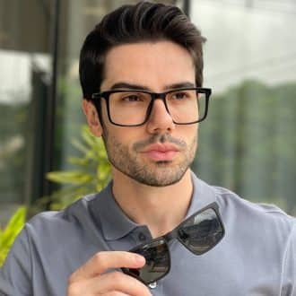 safine com br oculos 2 em 1 clip on masculino retangular preto fosco dave 2