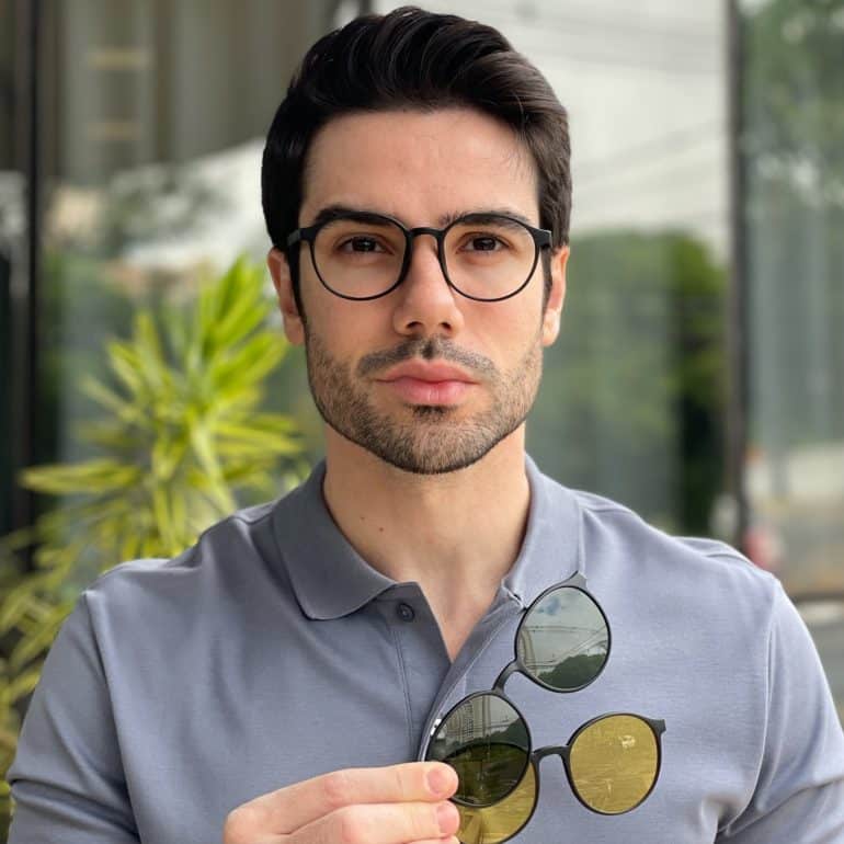 safine com br oculos 3 em 1 clip on masculino redondo preto lente verde ben 4