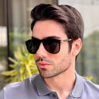 safine com br oculos de sol aviador masculino preto e dourado theo 3