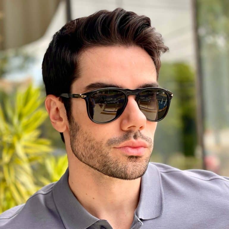 safine com br oculos de sol aviador masculino preto e dourado theo
