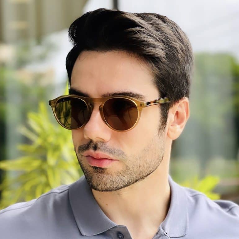 safine com br oculos de sol masculino redondo marrom isaac 3