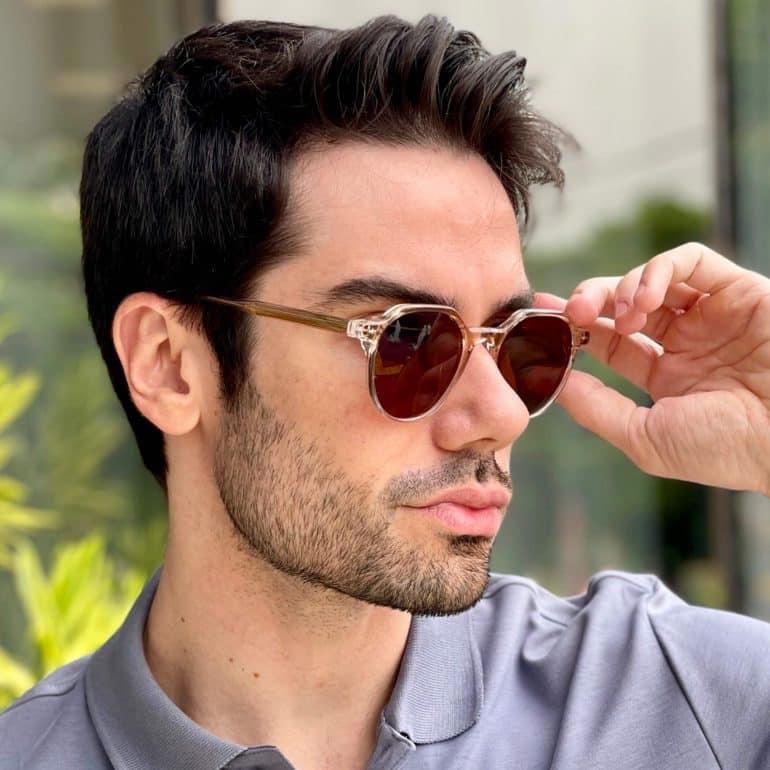 safine com br oculos de sol masculino redondo round marrom transparente 1