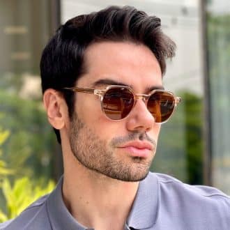 safine com br oculos de sol masculino redondo round marrom transparente 2
