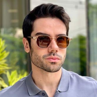 safine com br oculos de sol masculino redondo round marrom transparente 3