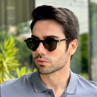 safine com br oculos de sol masculino redondo round preto e tartaruga