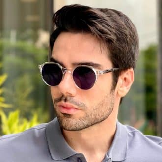 safine com br oculos de sol masculino redondo round transparente 3