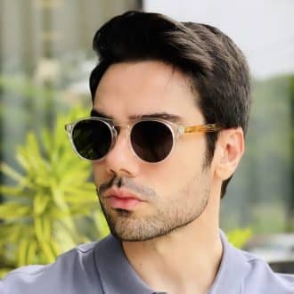 safine com br oculos de sol masculino redondo transparente isaac 3