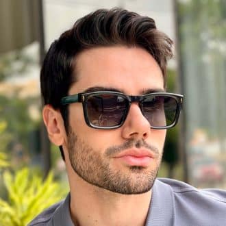 safine com br oculos de sol masculino retangular preto e verde kevin
