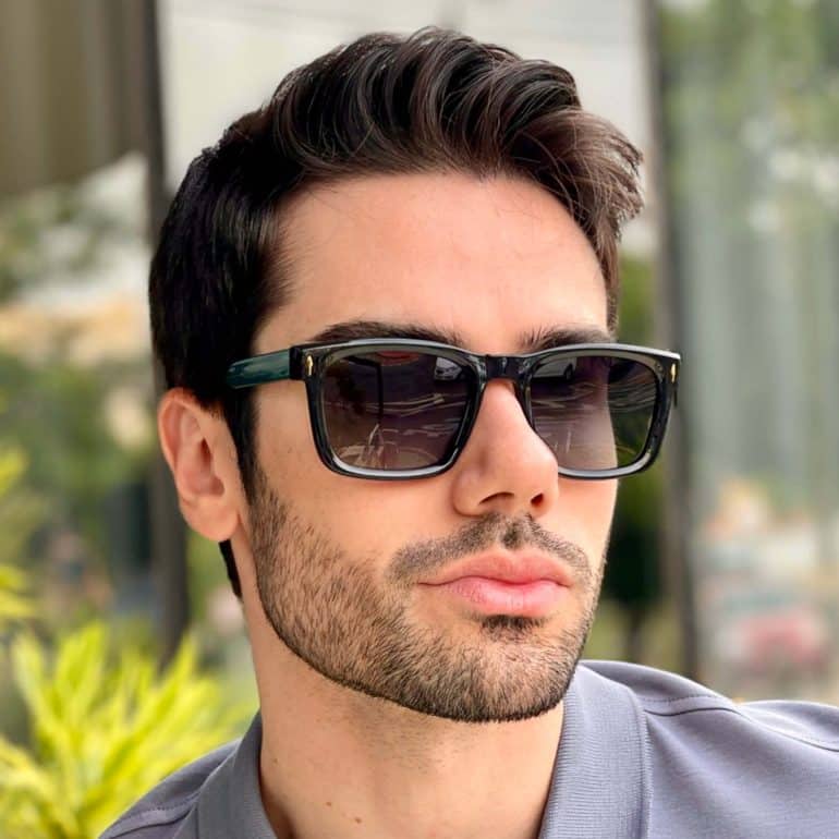 safine com br oculos de sol masculino retangular preto e verde kevin