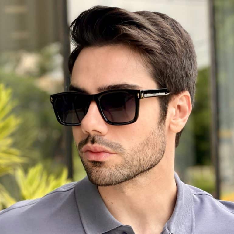 safine com br oculos de sol masculino retangular preto kevin