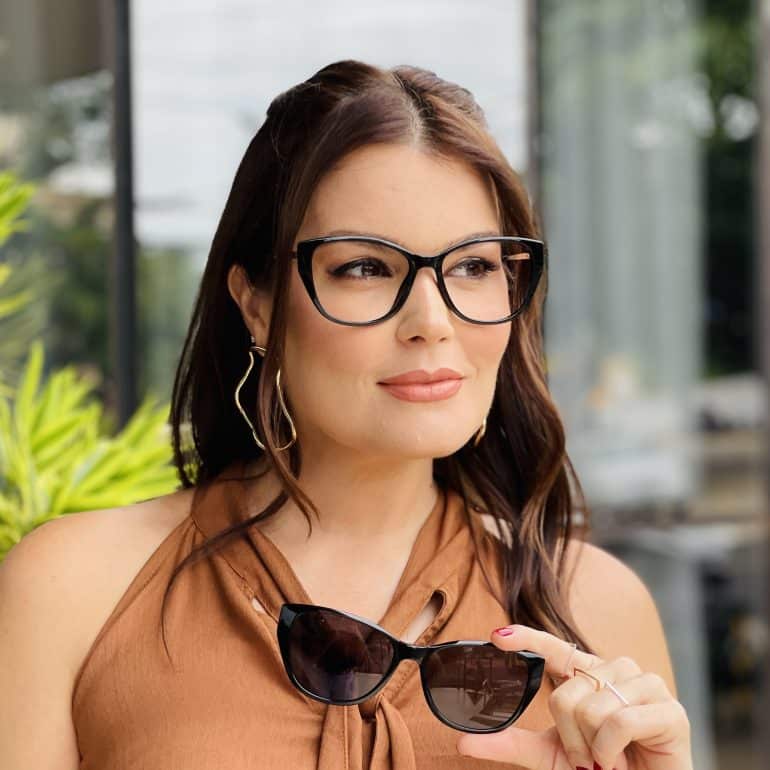 safine com br oculos feminino 2 em 1 clip on gatinho preto cecilia 2