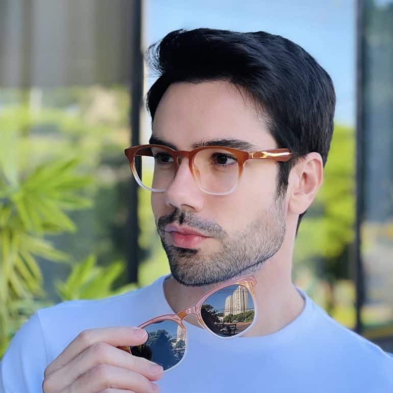 safine com br oculos 2 em 1 clip on masculino quadrado marrom degrade bruno 2