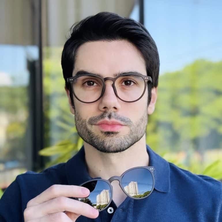 safine com br oculos 2 em 1 clip on masculino redondo grafite arthur