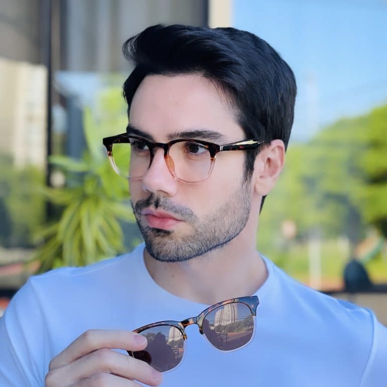 safine com br oculos 2 em 1 clip on quadrado tartaruga e marrom bruno 2