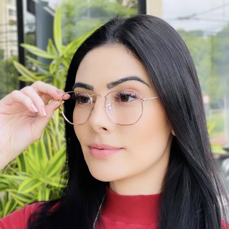 safine com br oculos de grau feminino hexagonal rose raquel 2