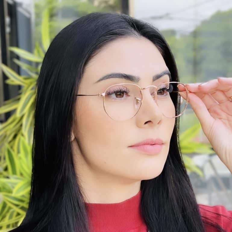 safine com br oculos de grau feminino hexagonal rose raquel 4