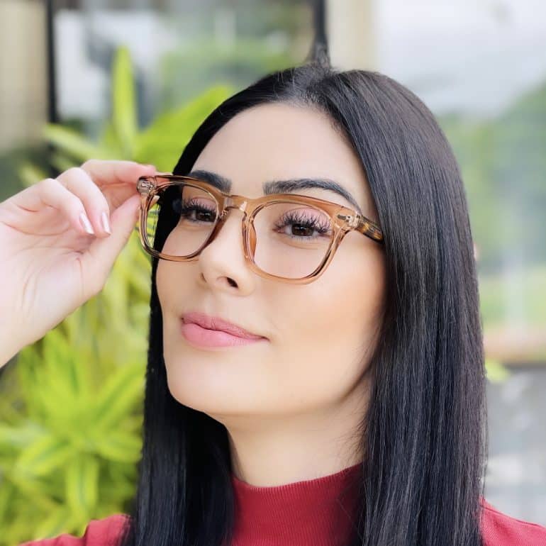 safine com br oculos de grau feminino quadrado marrom alane 1