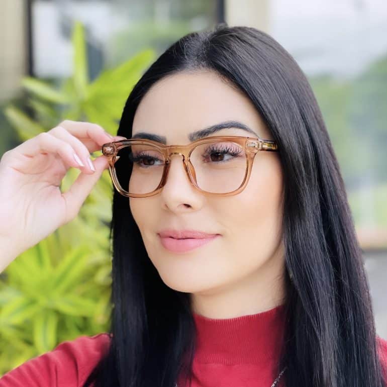 safine com br oculos de grau feminino quadrado marrom alane 3