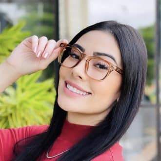 safine com br oculos de grau feminino quadrado marrom alane