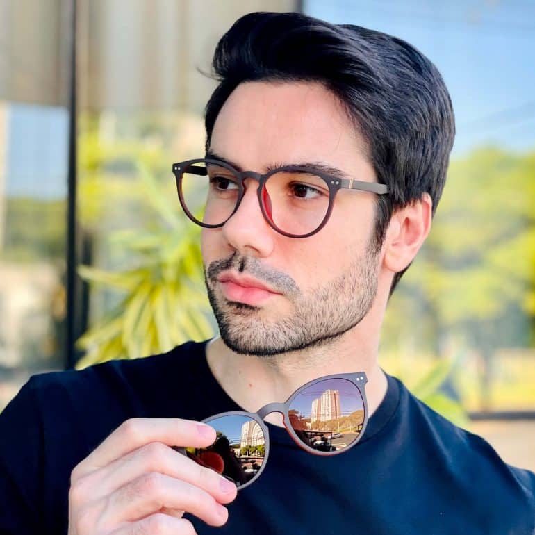 safine com br oculos 2 em 1 clip on masculino redondo marrom arthur 2