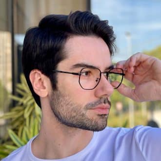 safine com br oculos de grau masculino hexagonal preto tales 1