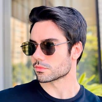 safine com br oculos de sol masculino hexagonal grafite thales 3