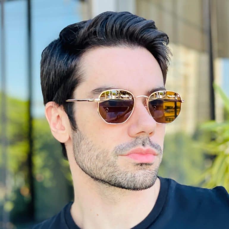 safine com br oculos de sol masculino hexagonal marrom thales 2