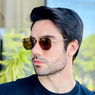 safine com br oculos de sol masculino hexagonal marrom thales