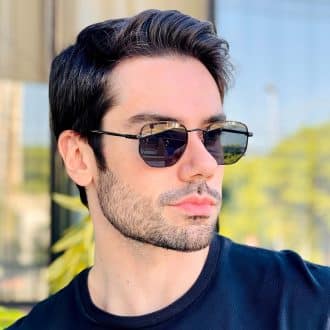 safine com br oculos de sol masculino hexagonal preto thales 2