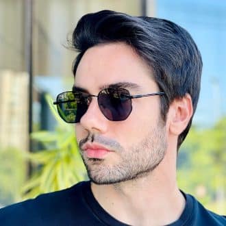 safine com br oculos de sol masculino hexagonal preto thales 4