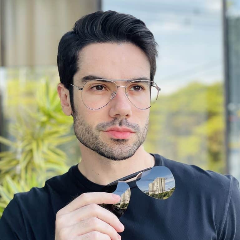 safine com br oculos 2 em 1 clip on masculino aviador prata vitor 2