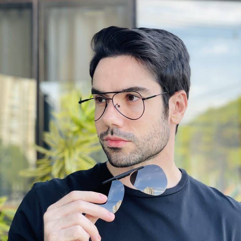 safine com br oculos 2 em 1 clip on masculino aviador preto fosco vitor 2