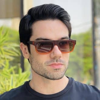 safine com br oculos de sol masculino retangular marrom degrade gael