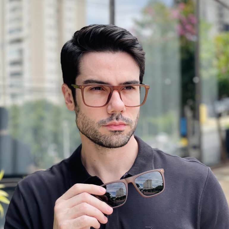safine com br oculos 2 em 1 clip on masculino quadrado marrom gael 1