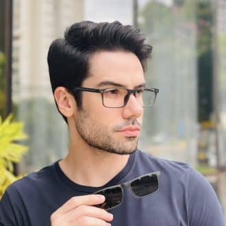 safine com br oculos 2 em 1 clip on masculino retangular grafite roni 1