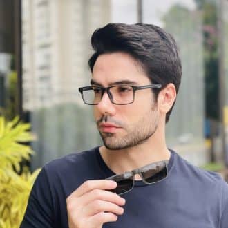 safine com br oculos 2 em 1 clip on masculino retangular grafite roni 2