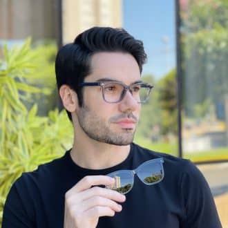 safine com br oculos 2 em 1 clip on masculino quadrado azul theo 2