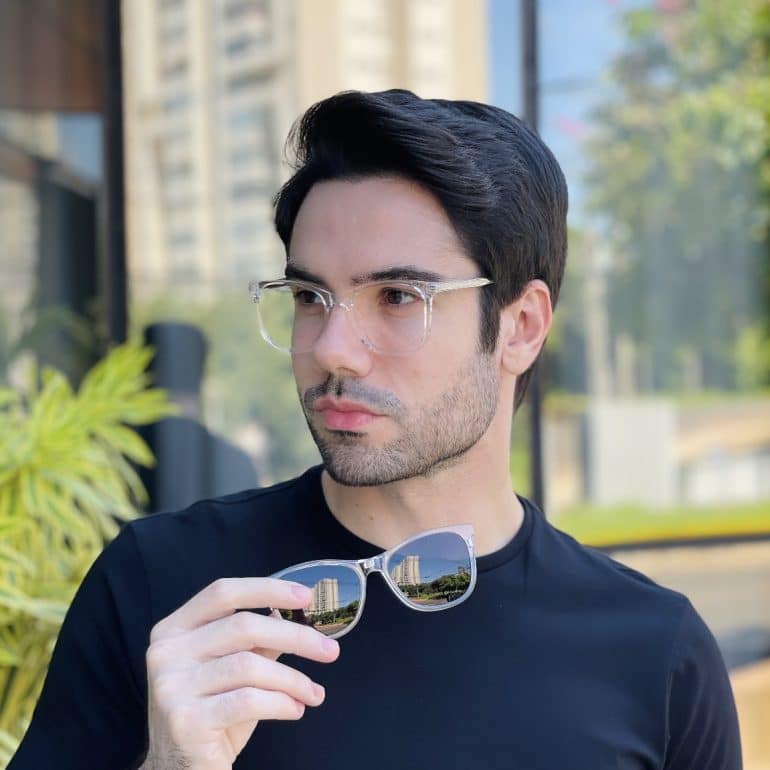 safine com br oculos 2 em 1 clip on masculino quadrado transparente mateus 2