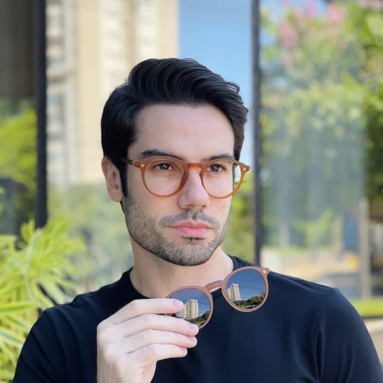 safine com br oculos 2 em 1 clip on masculino redondo marrom fosco gabriel 1