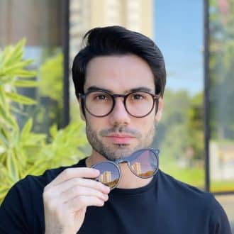 safine com br oculos 2 em 1 clip on masculino redondo marrom gabriel