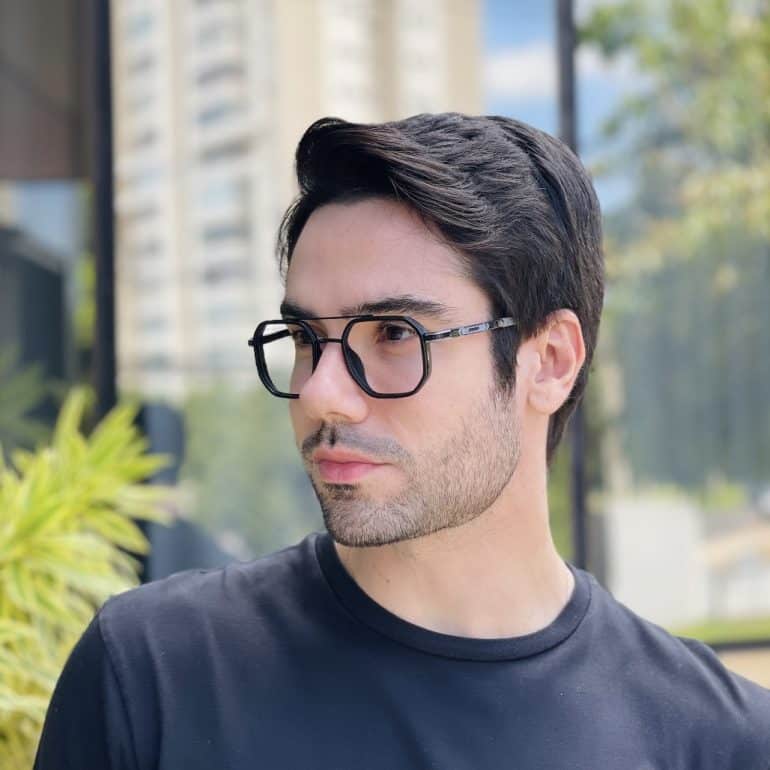 safine com br oculos de grau masculino aviador preto victor 1
