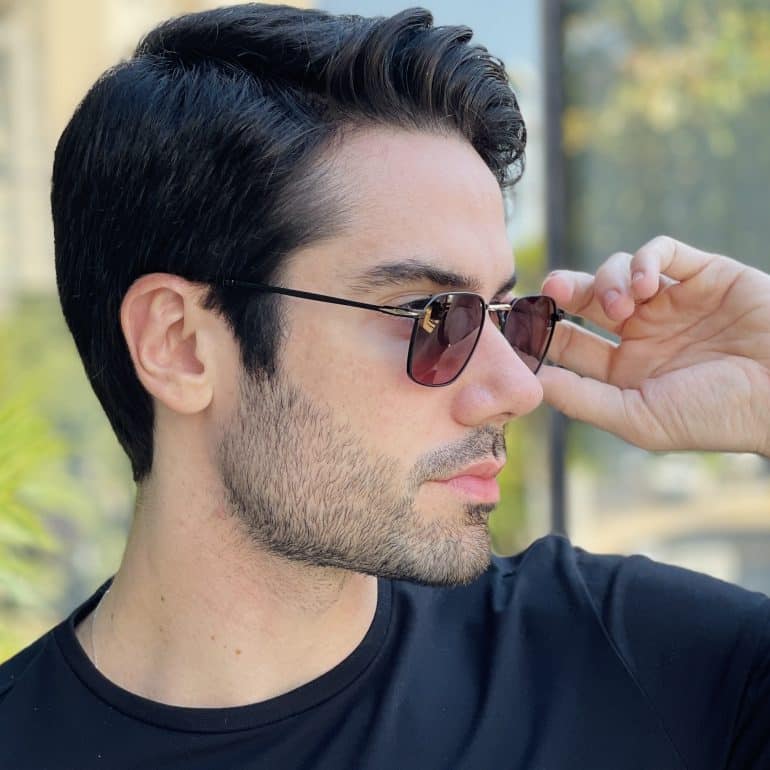 safine com br oculos de sol masculino quadrado preto e dourado matteo 1