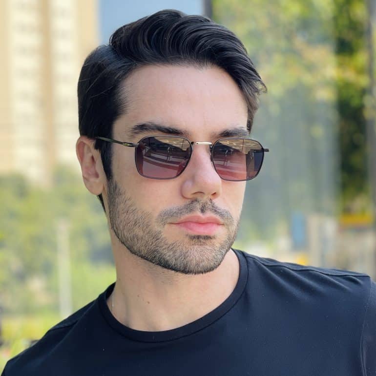 safine com br oculos de sol masculino quadrado preto e dourado matteo 3