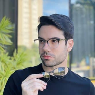 safine com br oculos 2 em 1 clip on masculino redondo cinza daniel 2