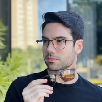 safine com br oculos 2 em 1 clip on masculino retangular marrom dudu 2