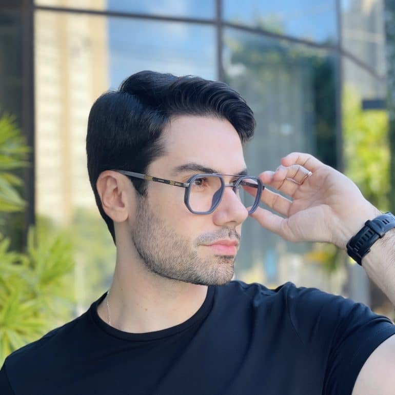 safine com br oculos de grau masculino aviador cinza victor 2