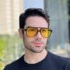 safine com br oculos de sol aviador masculino amarelo peter