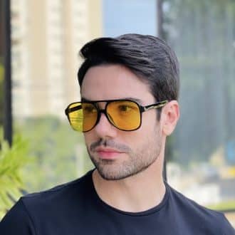 safine com br oculos de sol aviador masculino amarelo peter 3